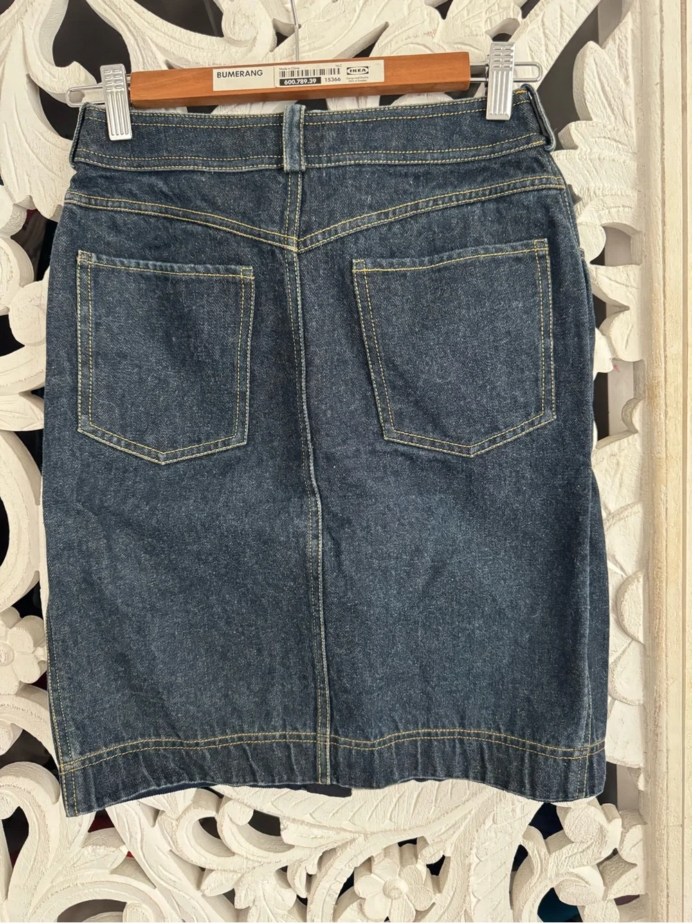 Vintage CHANEL Denim Skirt Snap Front CC Logo Buttons France Sz 38 Rare